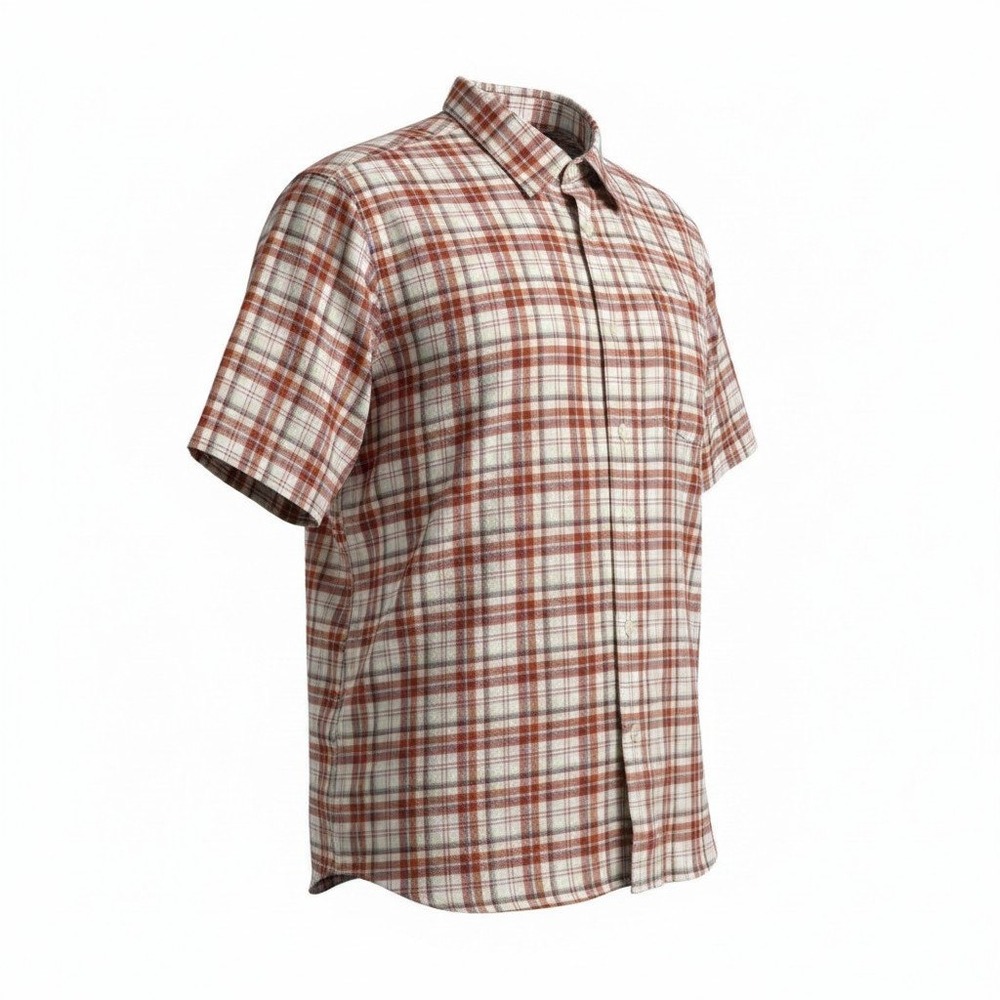 LL Bean Button Down Shirt Mens XXL Regular Orange Plaid Short Sleeve Lumberjack